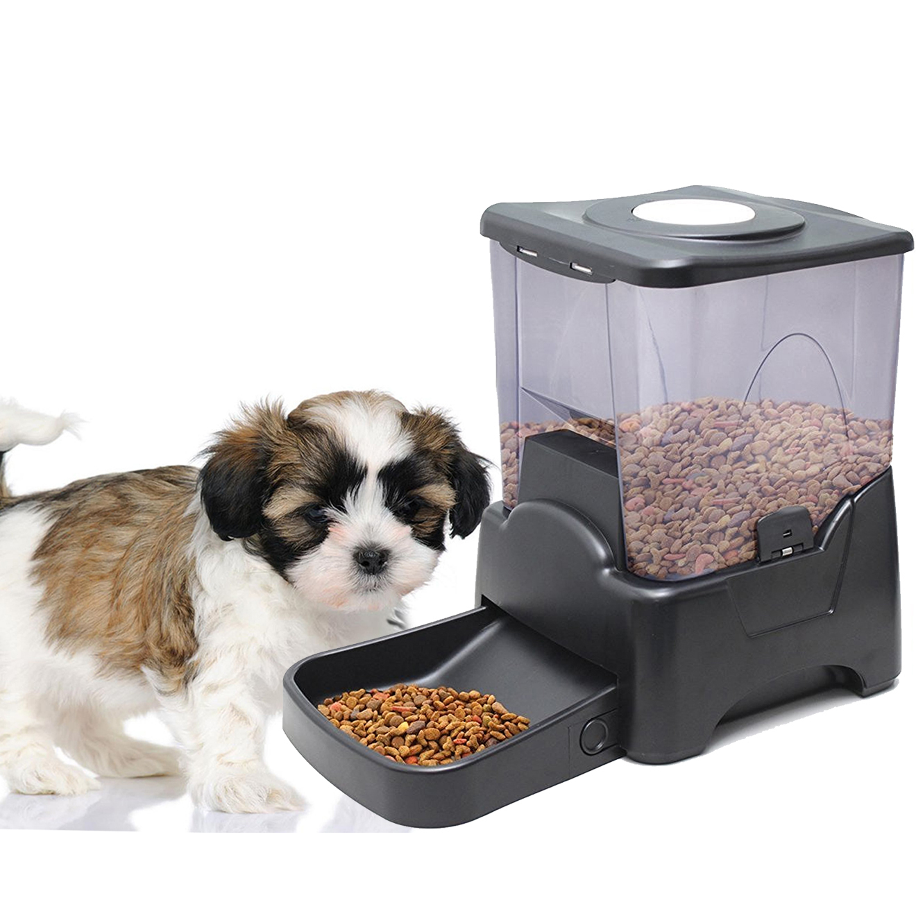 Black 10l Automatic Pet Feeder Temple Webster