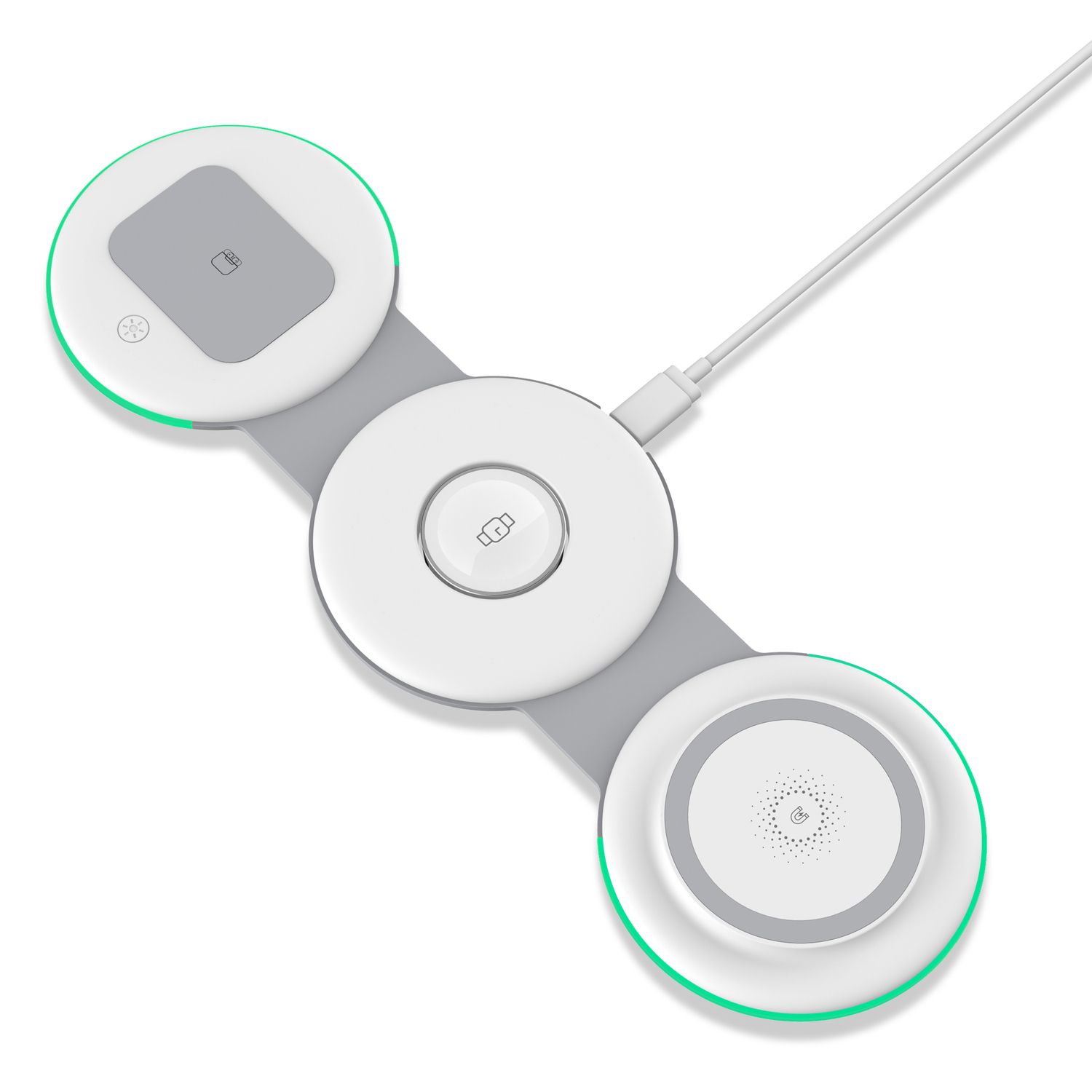 White 3-in-1 Folding Wireless Gadget Charger