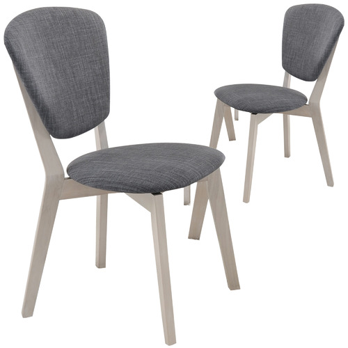 Snow Rubber Wood Dining Chairs, Gray Wash Wood Dining Chairs