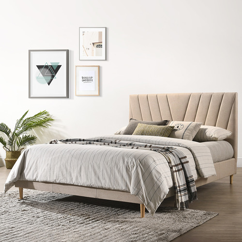 NordicHouse Leafy Upholstered Queen Bed Frame Temple & ster