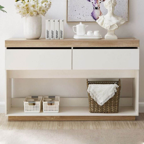 Natural Arden Console Table Temple, Coastal Console Table With Storage