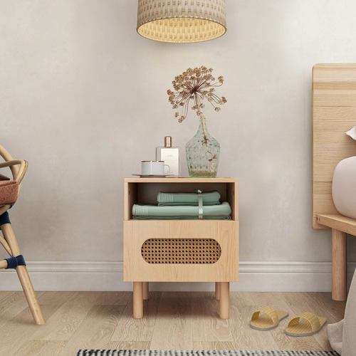 NordicHouse Maddison Faux Rattan Bedside Table | Temple & Webster