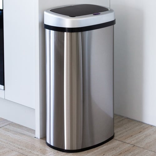 GraftonHomeGoods Silver Stainless Steel AutoSensor Rubbish Bin