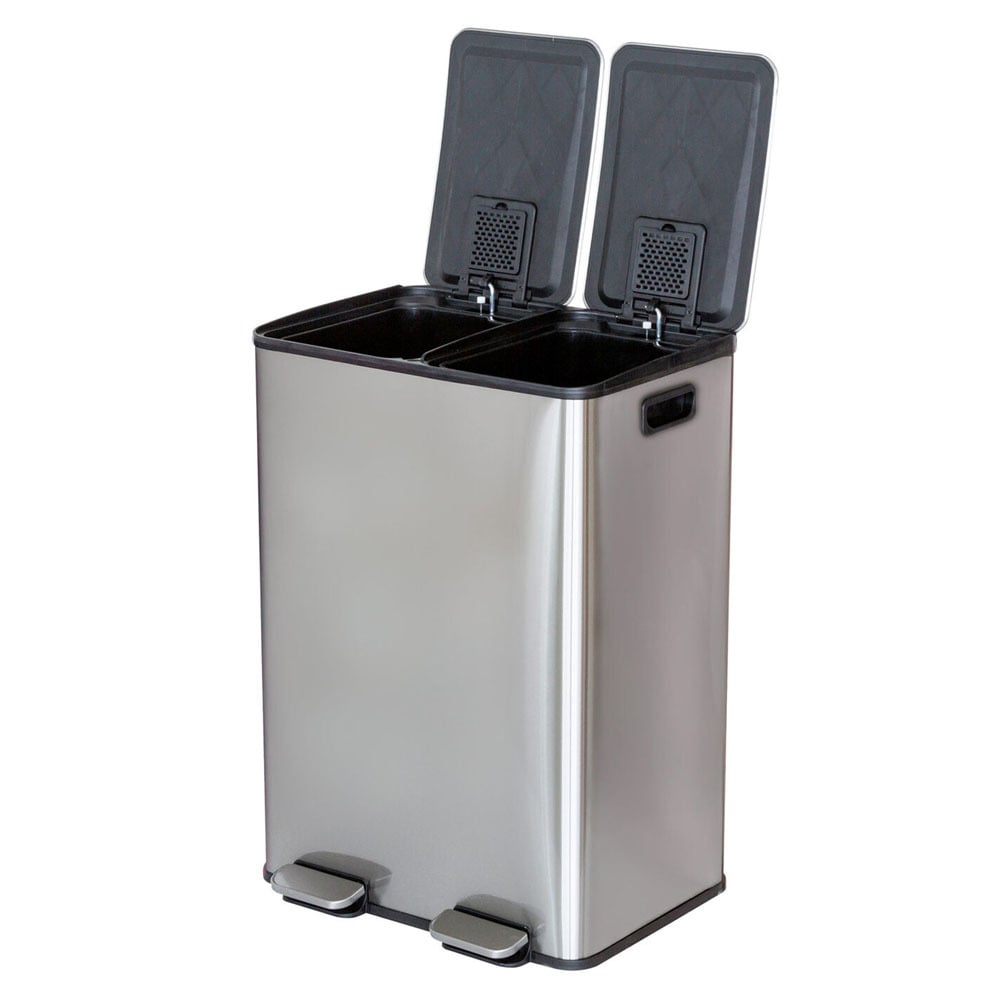 Newton 60L Stainless Steel Dual Compartment Rubbish Bin