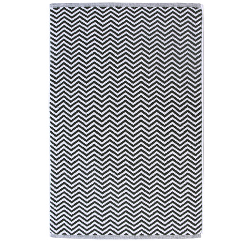 L&MHome Black & White Herringbone Cotton Bathroom Towel | Temple & Webster