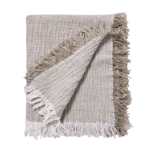 L&MHome Natural Blake Cotton & Linen Blanket | Temple & Webster