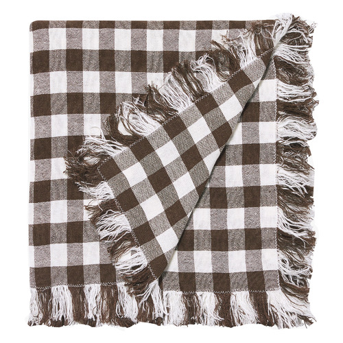 Gingham Ava Linen Throw | Temple & Webster