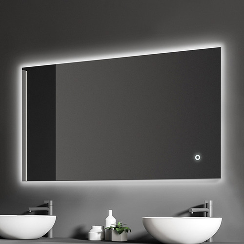 Silver Rectangle Backlit Mirror with Demister