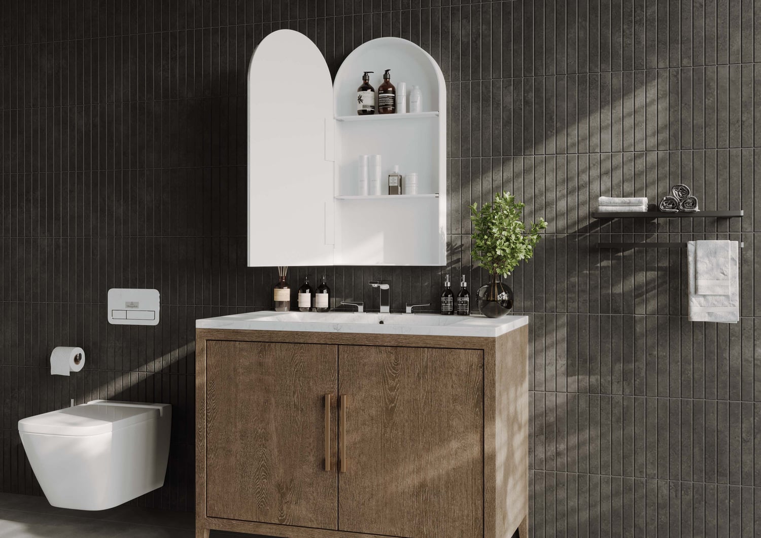 Powell 450mm Arch Mirrored Shaving Cabinet