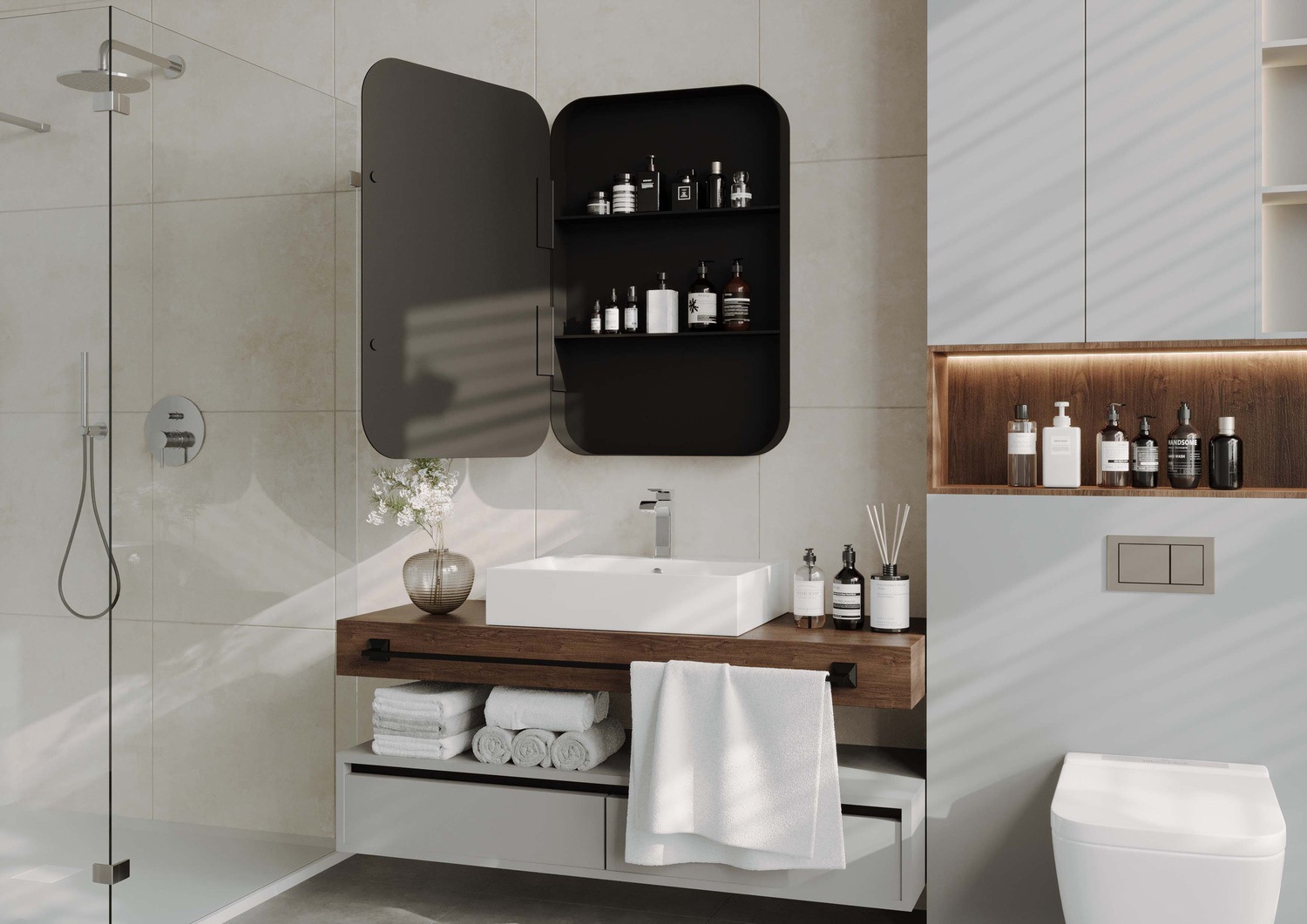 Powell 600mm Mirrored Shaving Cabinet