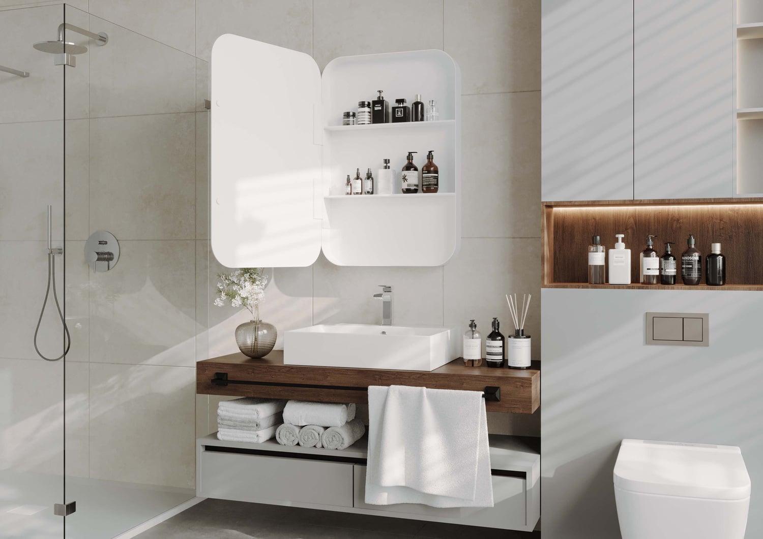 Powell 600mm Mirrored Shaving Cabinet