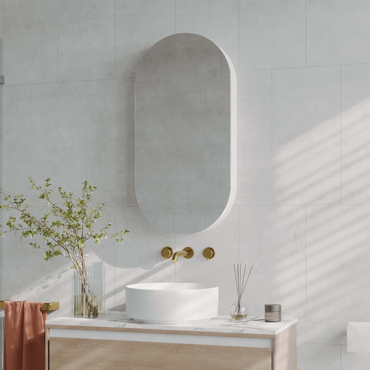 Powell 450mm Pill Mirrored Shaving Cabinet