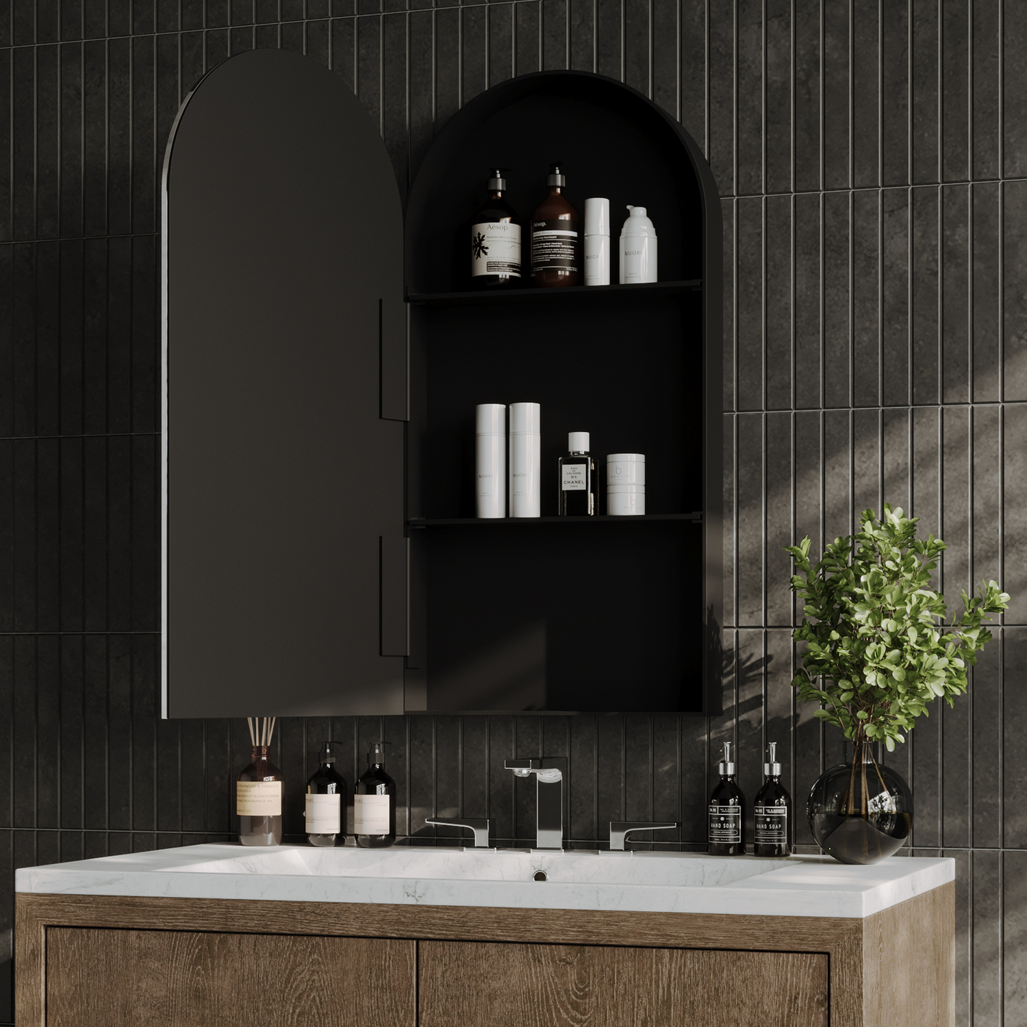 Powell 450mm Arch Mirrored Shaving Cabinet