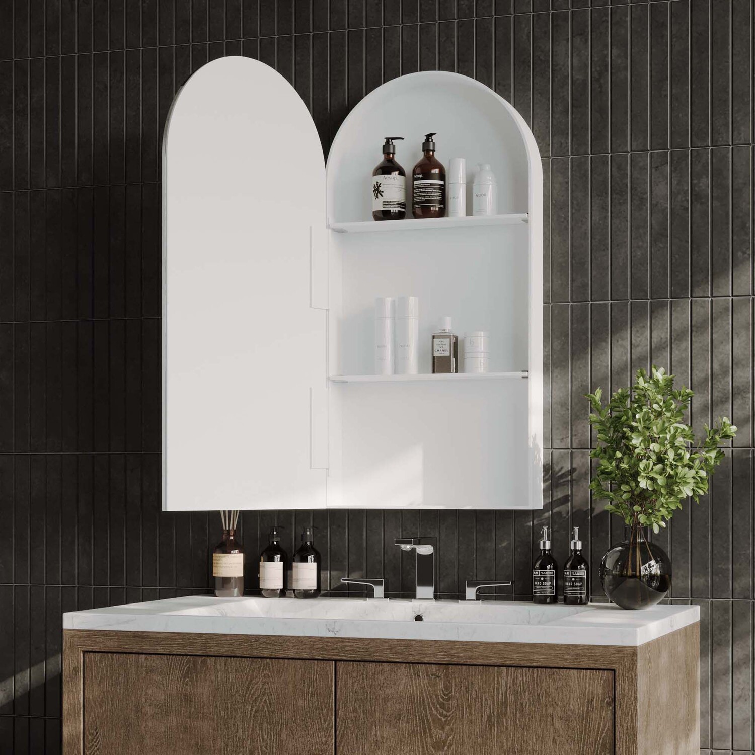 Powell 450mm Arch Mirrored Shaving Cabinet
