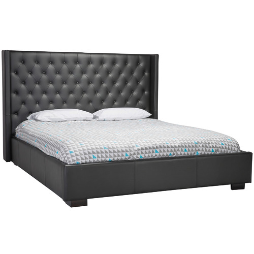 Black Toulouse Genuine Leather Bed Frame
