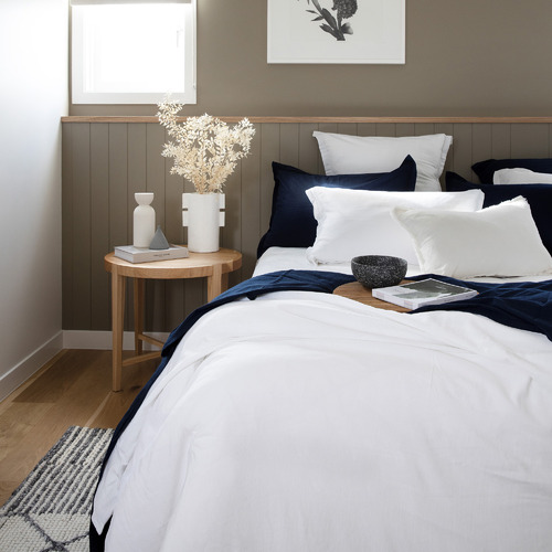 LoomLiving White Loom Bamboo & Cotton Quilt Cover Set Temple & ster