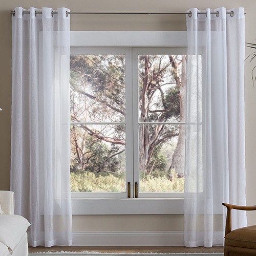 Edith Linen Look Sheer Eyelet Single Panel Curtain