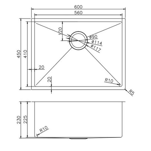 Stainless Steel Kitchen & Laundry Sink Bowl