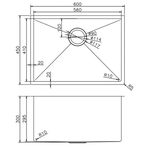 Stainless Steel Single Deep  Kitchen and Laundry Sink Bowl