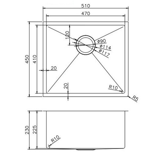 51cm Stainless Steel Kitchen & Laundry Sink