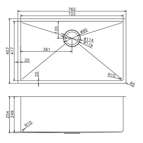 76cm Stainless Steel Kitchen & Laundry Sink