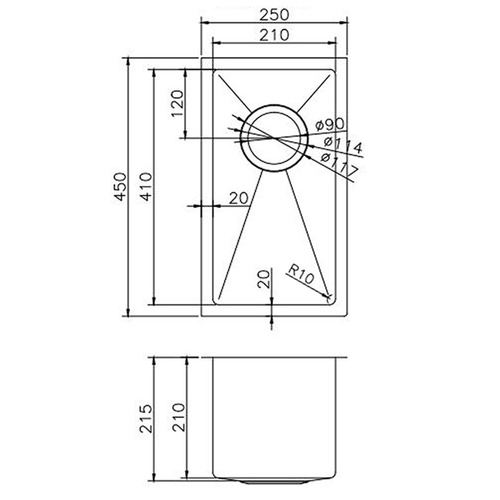 25cm Stainless Steel Kitchen & Laundry Sink