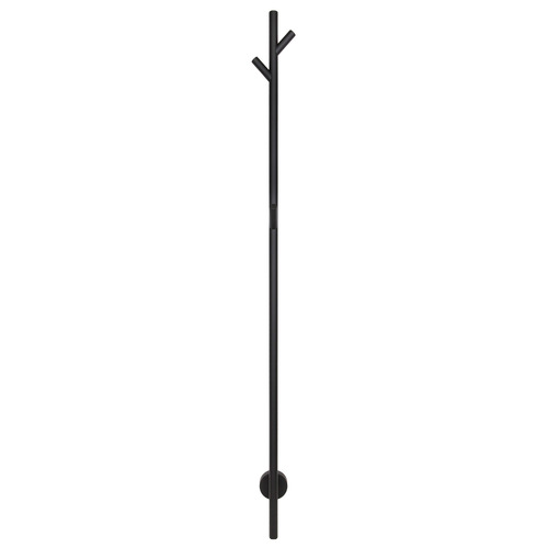 EZY FIT Matte Black 1500mm Heated Vertical Towel Bar with 3 Hooks