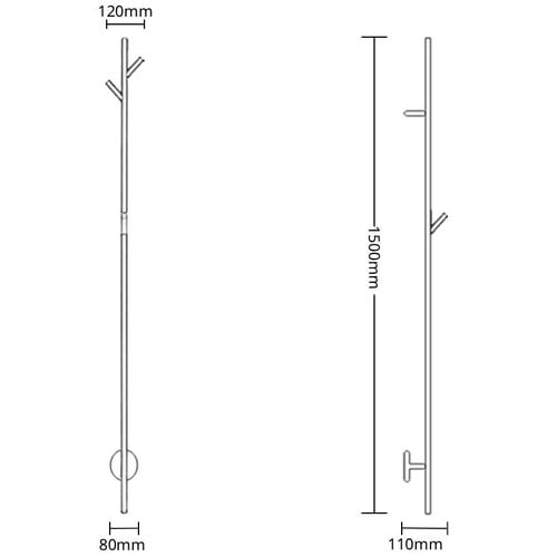 EZY FIT 1500mm Heated Vertical Towel Bar with 3 Hooks