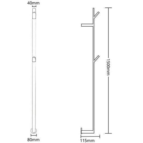 EZY FIT 1500mm Heated Vertical Towel Bar with 2 Hooks