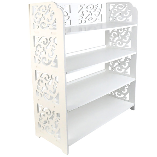 White Alex 4 Tier Extra Wide Carved Shoe Rack Temple Webster