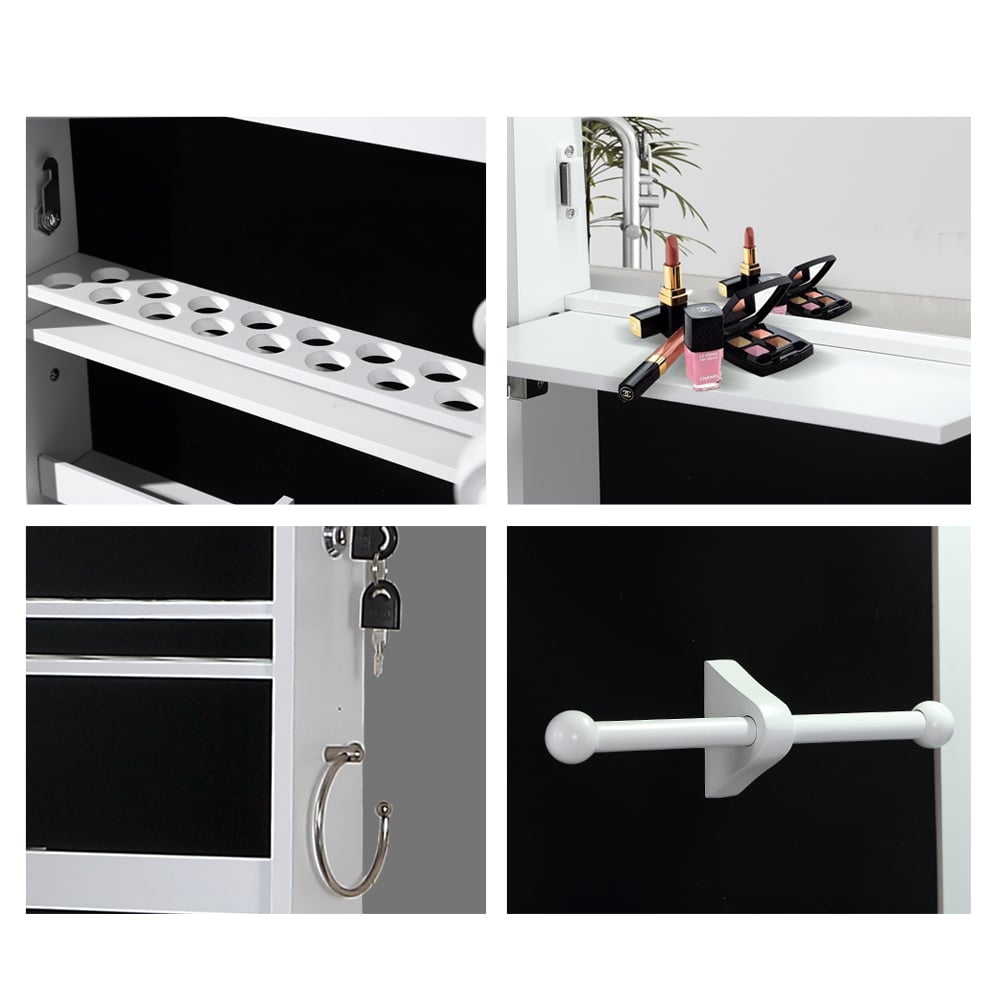 White Safiya Mirror & Jewellery Standing Cabinet