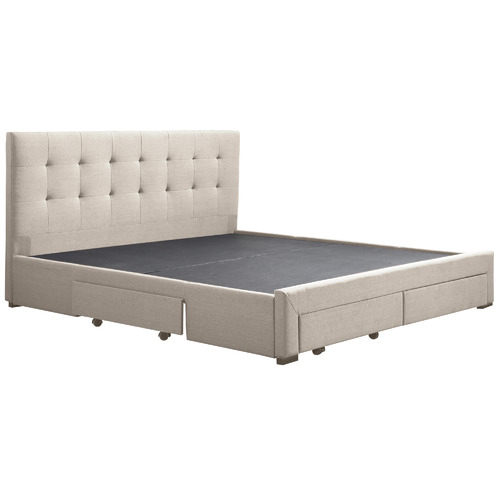 Oakleigh Home Beige Edan Bed Frame with Storage Drawers | Temple & Webster