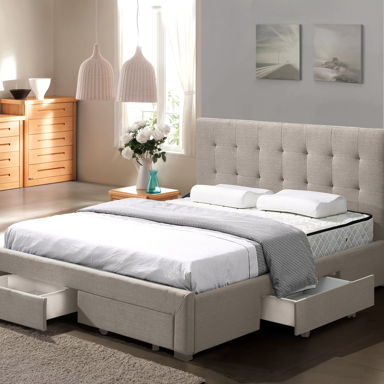 Beige-Edan-Bed-Frame-with-Storage-Drawers