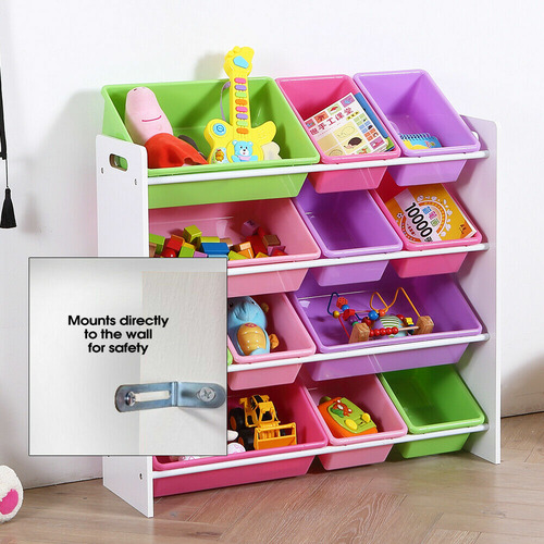 Kids Levede 12 Bin Wooden Toy Organiser