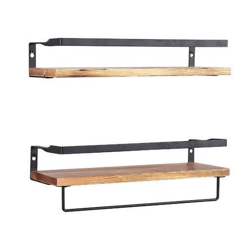 Wood Metal Floating Shelves Set, Two Tone Floating Shelves
