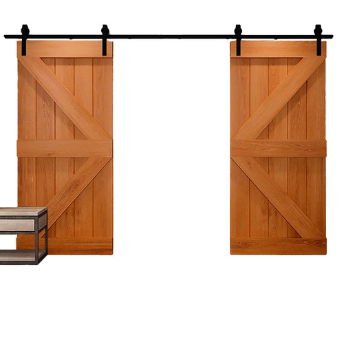 Double Barn Door Track Hardware Kit, Sliding Door Rails And Rollers