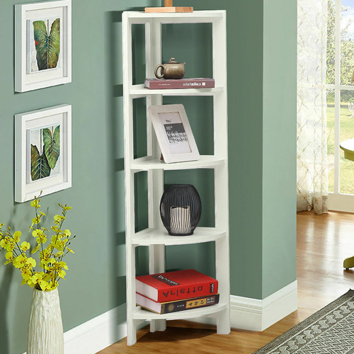Oakleigh Home White Tim 5 Tier Corner Bookcase Reviews Temple Webster