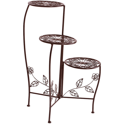 Brown Rosa 3 Tier Steel Pot Plant Stand