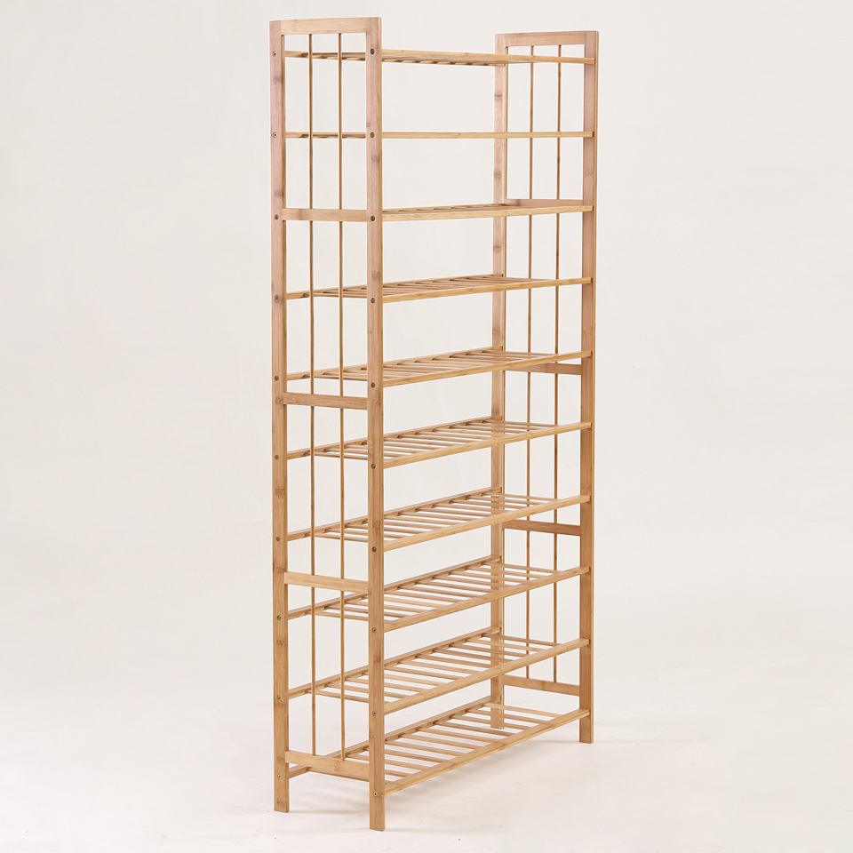 Natural Haraku 10 Tier Bamboo Shoe Rack