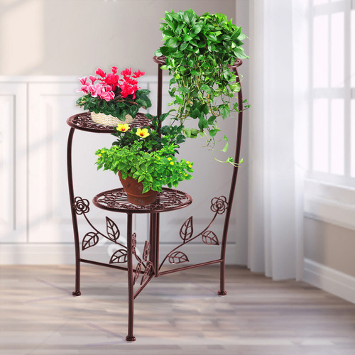 Brown Rosa 3 Tier Steel Pot Plant Stand