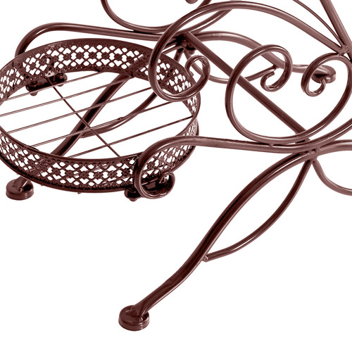 Oakleigh Home Brown Floral 3 Tier Steel Pot Plant Stand Temple & ster