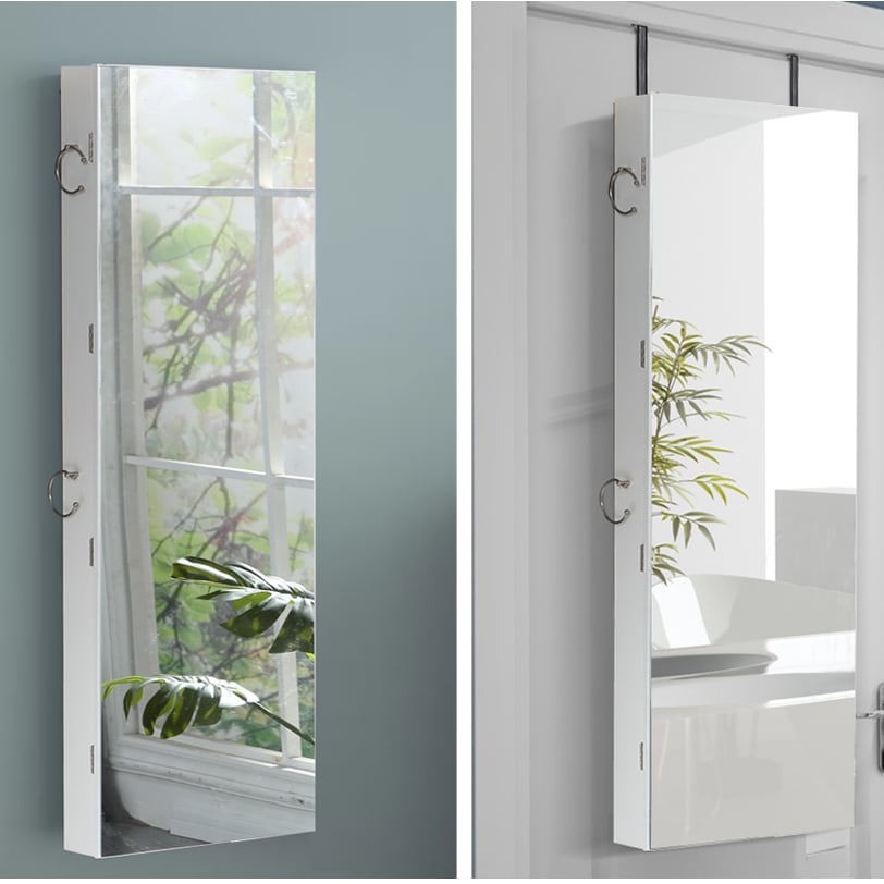 White Safiya Mirror & Jewellery Standing Cabinet
