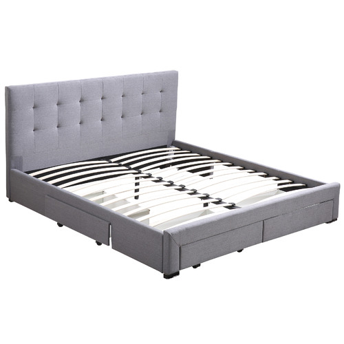 Grey Levede Bed Frame with Storage