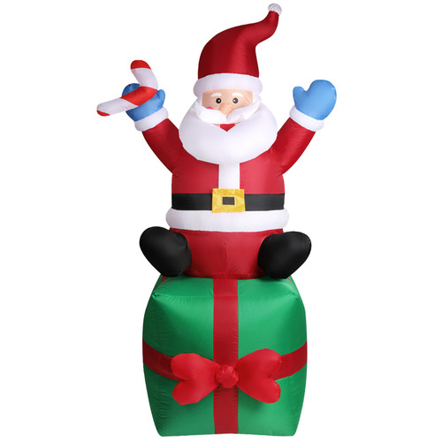 Oakleigh Home Sitting Santa Claus On A Gift Box Inflatable | Temple ...