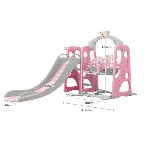 Oakleigh Home 4 Piece Pink Terrence Swing & Slide Set Temple & ster