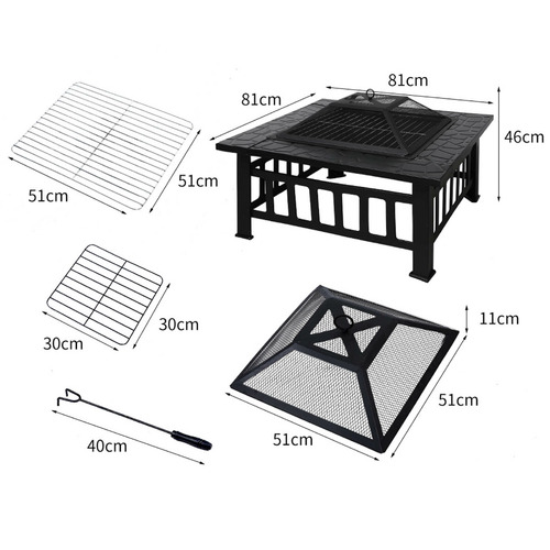 3-in-1 Metal Fire Pit Barbeque Grill