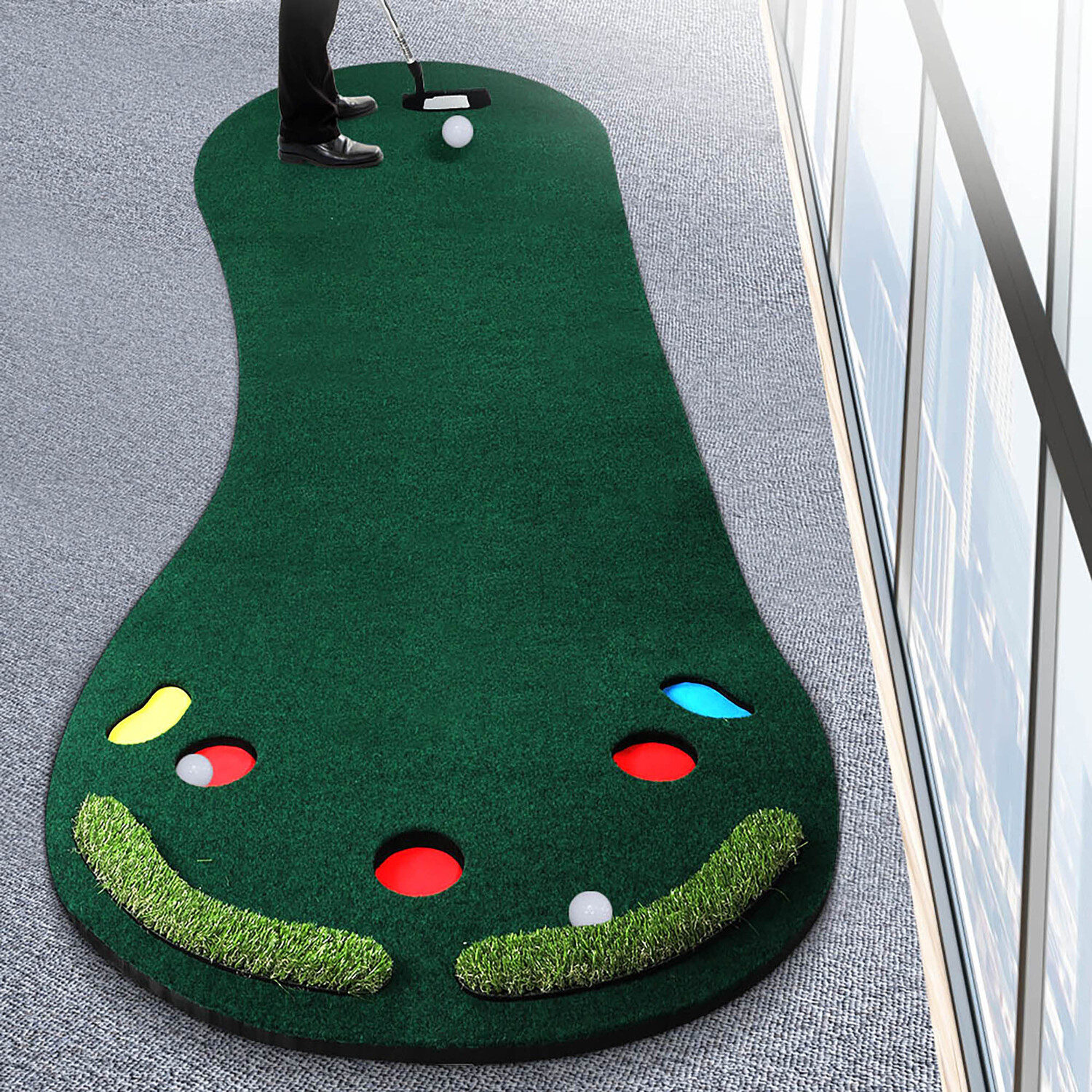 5 Piece Centra Golf Putting Mat with Club & Ball Set