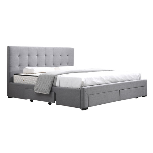Oakleigh Home Bennett Queen Bed Frame, Black Queen Bed Frame With Storage Drawers