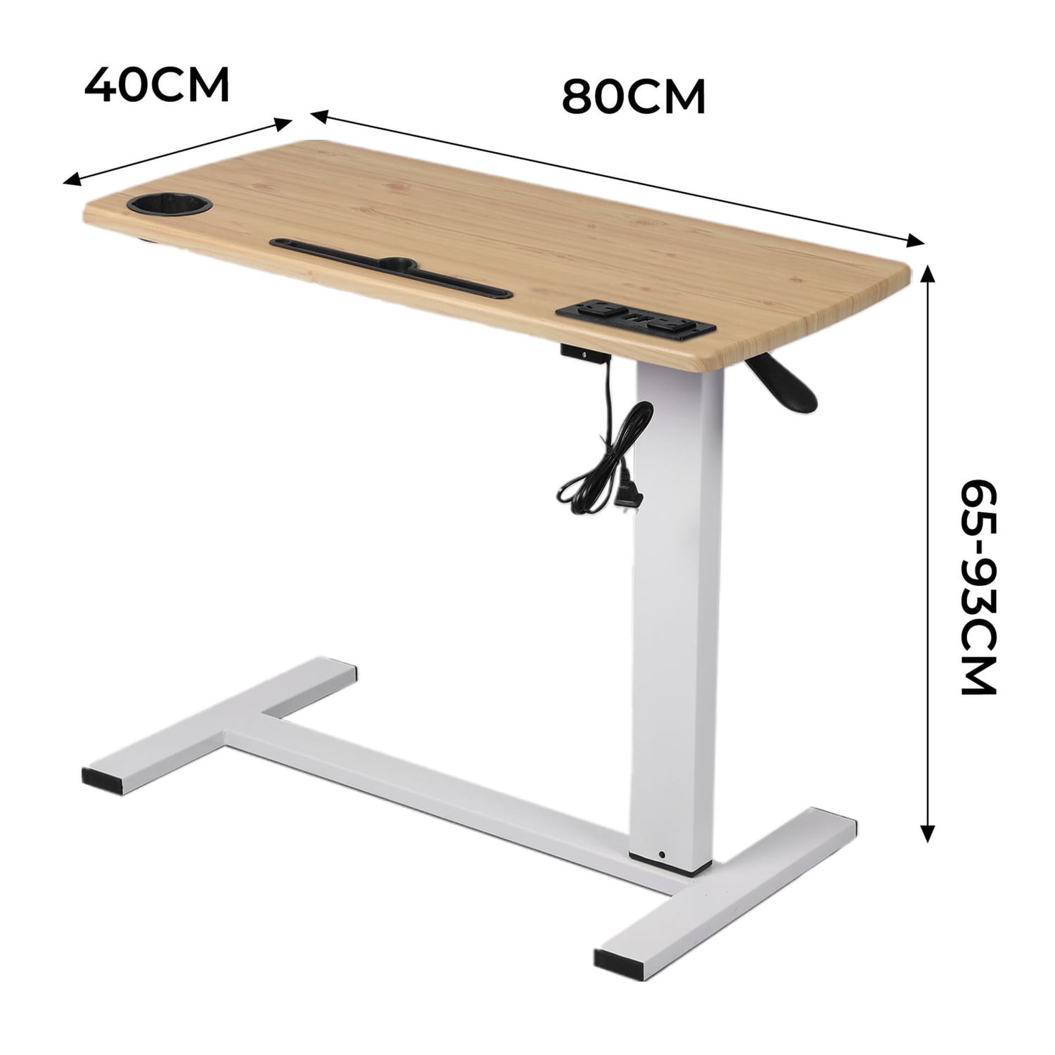 Oak & White Bennett Adjustable Side Table