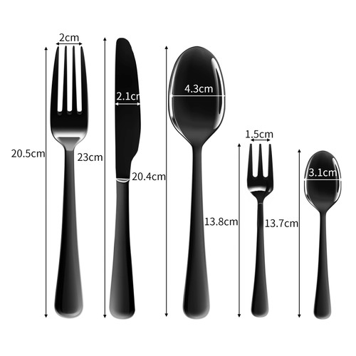 30 Piece Black Prism Stainless Steel Cutlery Set